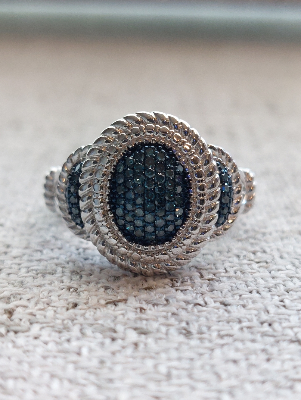 Affinty Diamonds Sterling Silver Blue Diamond Ring SZ 9 NEW